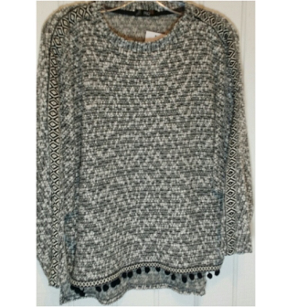 Franne Tweed Sweater Knit Tunic with Pompom